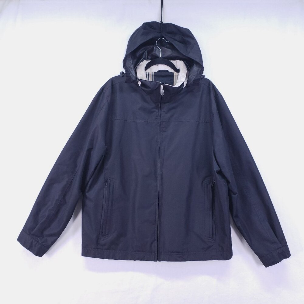 London Fog Men's Sz L Black Jacket Coat Full Zip Hoddie Soft Shell